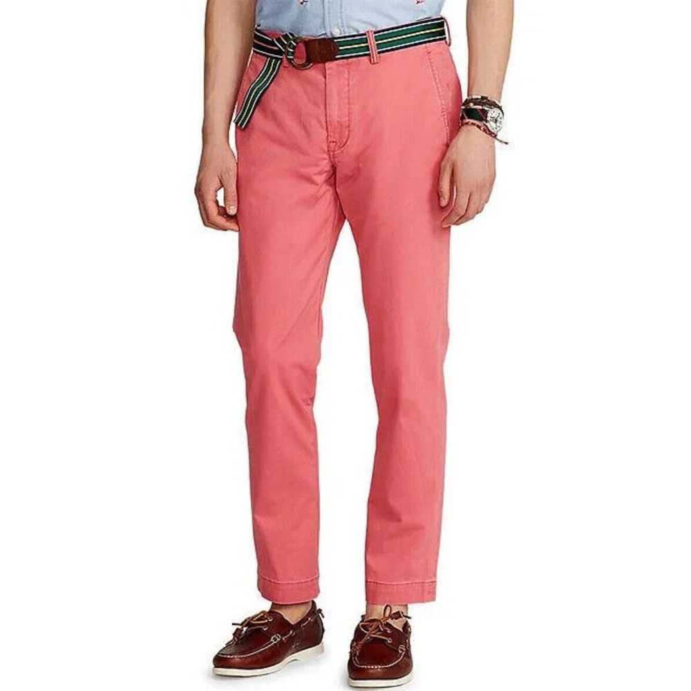 Polo Ralph Lauren‎ Straight Fit Flat Front Stretch Twill Chino Pants Red 34 X 30